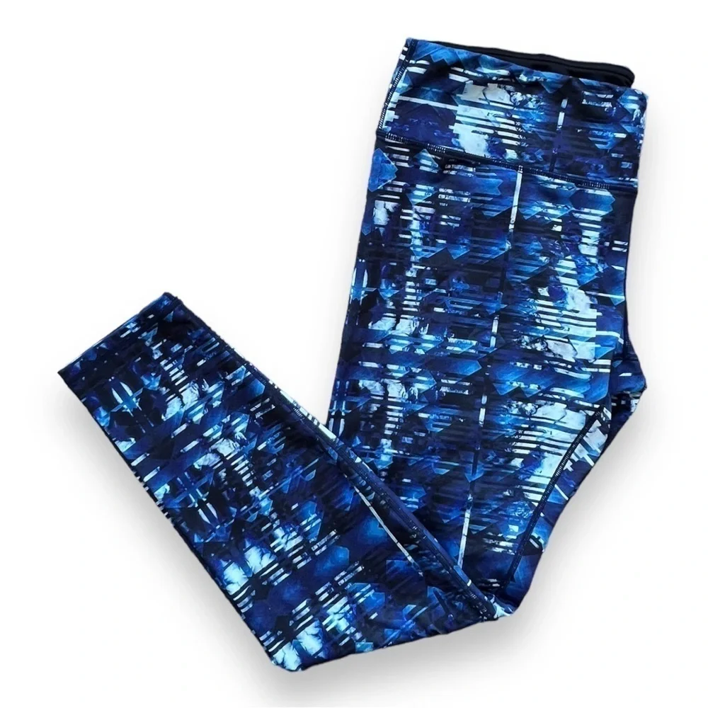 Ododos Women’s High Waist Yoga Leggings Blue Print Size XL